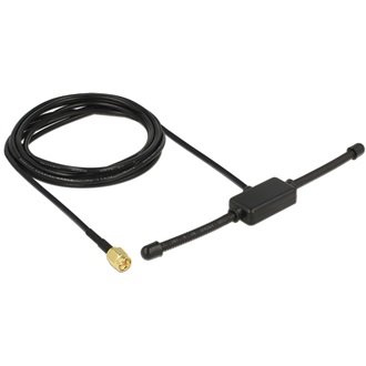 Delock ISM 433 MHz Antenna SMA Plug 3 dBi omnidirectional fixed black adhesive mounting