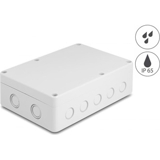 Delock Installációs ház kábel bemenetekkel 180 x 125 x 57 mm nagyságú szürke