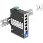 Delock Ipari Gigabit Ethernet Elosztó 4 port PoE 1 port RJ45 1 port SFP DIN sínhez