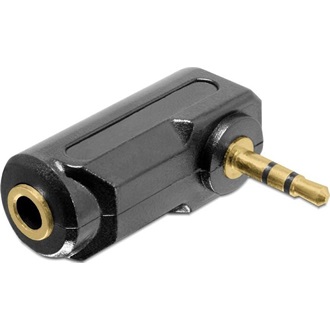 Delock Jack stereo 3,5mm (3pin) -> Jack stereo 3,5mm (3pin) M/F adapter fekete 90°