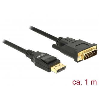 Delock DisplayPort 1.2 -> DVI-D M/M video jelkábel 1m fekete passzív
