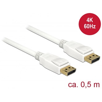 Delock DisplayPort 1.2 M/M video jelkábel 0.5m fehér