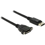 Delock DisplayPort 1.2 - DisplayPort 1.2 M/F video kábel hosszabbító 1m fekete panel-mount