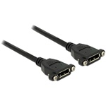 Delock DisplayPort 1.2 F/F video jelkábel 0.25m fekete panel-mount