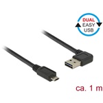 Delock Easy-USB A -> EasyUSB micro-B M/M adatkábel 1m fekete 90°/egyenes