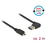 Delock Easy-USB A -> EasyUSB micro-B M/M adatkábel 2m fekete 90°/egyenes