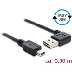 Delock Easy-USB A -> USB-B 2.0 mini M/M adatkábel 0.5m fekete 90°/egyenes