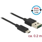 Delock Easy-USB A -> EasyUSB micro-B M/M adatkábel 0.2m fekete