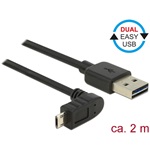 Delock Easy-USB A -> EasyUSB micro-B M/M adatkábel 2m fekete egyenes/90°
