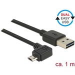 Delock Easy-USB A -> EasyUSB micro-B M/M adatkábel 1m fekete egyenes/90°