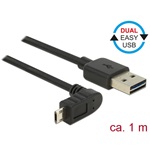 Delock Easy-USB A -> EasyUSB micro-B M/M adatkábel 1m fekete egyenes/90°