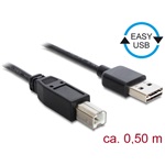 Delock Easy-USB A -> USB-B 2.0 M/M adatkábel 0.5m fekete
