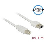 Delock Easy-USB A -> USB-B 2.0 M/M adatkábel 1m fehér