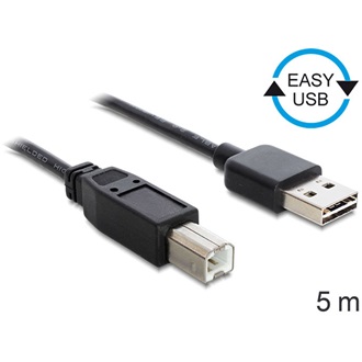 Delock Easy-USB A -> USB-B 2.0 M/M adatkábel 5m fekete