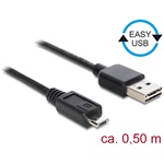 Delock Easy-USB A -> USB-B 2.0 micro M/M adatkábel 0.5m fekete