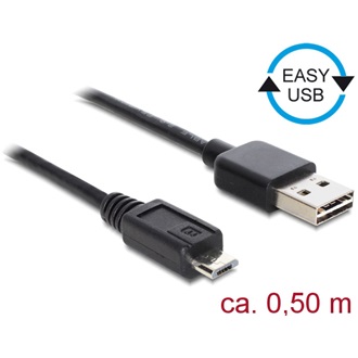 Delock Easy-USB A -> USB-B 2.0 micro M/M adatkábel 0.5m fekete