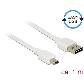 Delock Easy-USB A -> USB-B 2.0 mini M/M adatkábel 1m fehér