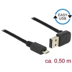 Delock Easy-USB A -> USB-B 2.0 micro M/M adatkábel 0.5m fekete 90°/egyenes