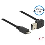 Delock Easy-USB A -> USB-B 2.0 micro M/M adatkábel 2m fekete 90°/egyenes