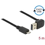 Delock Easy-USB A -> USB-B 2.0 micro M/M adatkábel 5m fekete 90°/egyenes