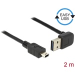 Delock Easy-USB A -> USB-B 2.0 mini M/M adatkábel 2m fekete 90°/egyenes