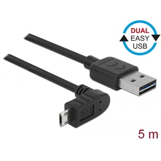 Delock Easy-USB A -> EasyUSB micro-B M/M adatkábel 5m fekete Egyenes/90°