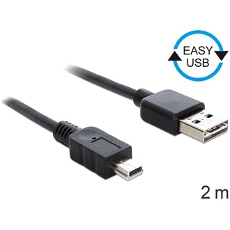 Delock Easy-USB A -> USB-B 2.0 mini M/M adatkábel 2m fekete