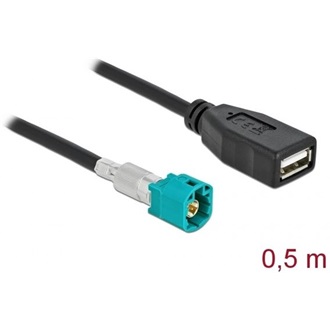 Delock HSD Z -> USB-A 2.0 M/F adatkábel 0.5m fekete