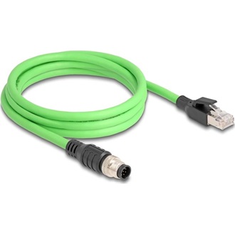 Delock Kábel M12 A kódolt 8 tűs apa - RJ45 apa PUR (TPU) 2 m