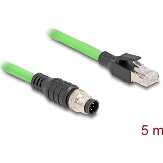 Delock Kábel M12 A kódolt 8 tűs apa - RJ45 apa PUR (TPU) 5 m