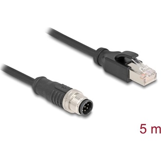 Delock Kábel M12 A kódolt 8 tűs apa - RJ45 apa PVC 5 m