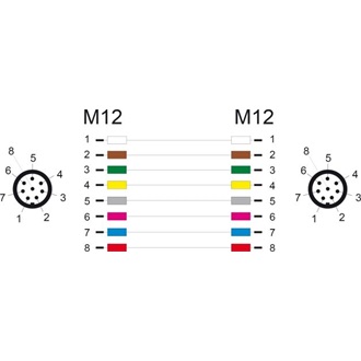 Delock Kábel M12 A kódolt 8 tűs apa - apa PVC 2 m