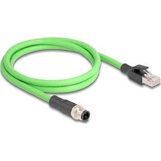Delock Kábel M12 D kódolt 4 tűs apa - RJ45 apa PUR (TPU) 1 m