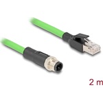 Delock Kábel M12 D kódolt 4 tűs apa - RJ45 apa PUR (TPU) 2 m