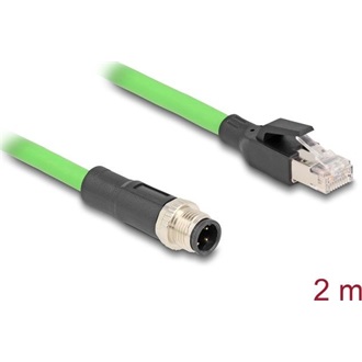 Delock Kábel M12 D kódolt 4 tűs apa - RJ45 apa PUR (TPU) 2 m