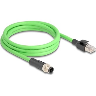 Delock Kábel M12 D kódolt 4 tűs apa - RJ45 apa PUR (TPU) 2 m