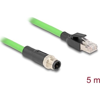 Delock Kábel M12 D kódolt 4 tűs apa - RJ45 apa PUR (TPU) 5 m