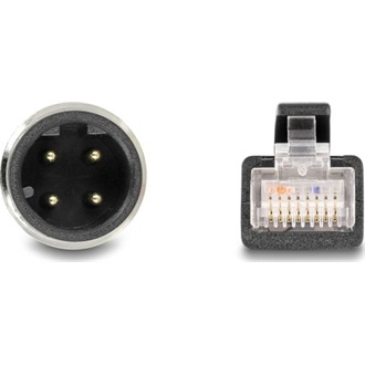 Delock Kábel M12 D kódolt 4 tűs apa - RJ45 apa PVC 1 m