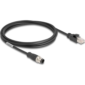 Delock Kábel M12 D kódolt 4 tűs apa - RJ45 apa PVC 2 m