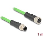 Delock Kábel M12 D kódolt 4 tűs apa - anya PUR (TPU) 1 m