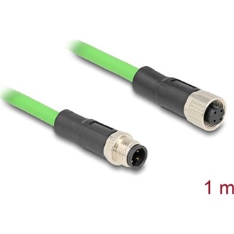 Delock Kábel M12 D kódolt 4 tűs apa - anya PUR (TPU) 1 m