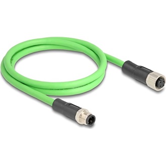 Delock Kábel M12 D kódolt 4 tűs apa - anya PUR (TPU) 1 m