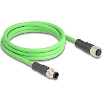 Delock Kábel M12 D kódolt 4 tűs apa - anya PUR (TPU) 2 m