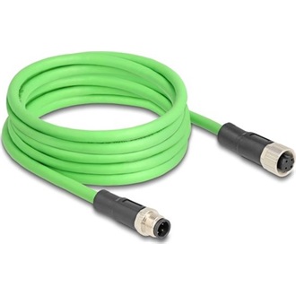 Delock Kábel M12 D kódolt 4 tűs apa - anya PUR (TPU) 5 m