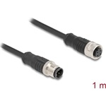 Delock Kábel M12 D kódolt 4 tűs apa - anya PVC 1 m