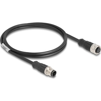 Delock Kábel M12 D kódolt 4 tűs apa - anya PVC 1 m