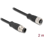 Delock Kábel M12 D kódolt 4 tűs apa - anya PVC 2 m