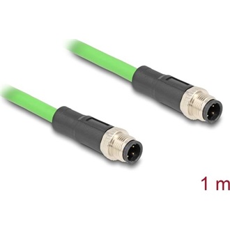 Delock Kábel M12 D kódolt 4 tűs apa - apa PUR (TPU) 1 m