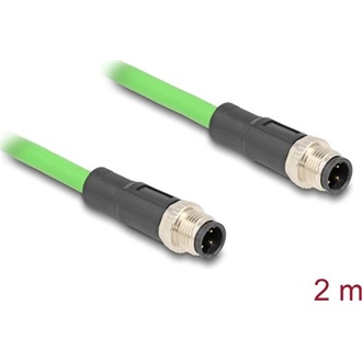 Delock Kábel M12 D kódolt 4 tűs apa - apa PUR (TPU) 2 m