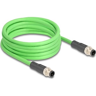 Delock Kábel M12 D kódolt 4 tűs apa - apa PUR (TPU) 5 m